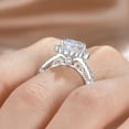 thumbnail image 6 of Wuziwen 3CT Engagement rings for women Oval Cut 925 Sterling Silver Weeding Rings Flower Halo 5A CZ Size 9, 6 of 9