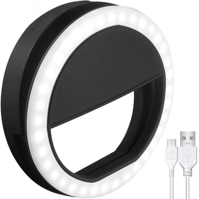 Selfie Ring Light, recargable con 36 luces LED, clips de brillo ajustables de 3 niveles en la luz del anillo del teléfono Adepaton 2035746-2