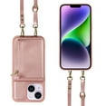 thumbnail image 4 of Nalacover RFID Blocking Wallet Case for iPhone 14 Plus, Shockproof PU Leather Magnetic Button Zipper Purse Card Slots & Kickstand Crossbody Phone Case with Shoulder & Wrist Strap,Rosegold, 4 of 12