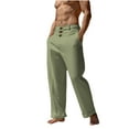 thumbnail image 2 of SHTXOZHI Men Flat Front Casual Dress Pants Elastic Waisted Work Pants Button Solid Color Trouser with Pocket, 2 of 7