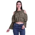 thumbnail image 1 of Moomaya Printed Casual Long Sleeve Tops Women Cold Shoulder Ruffle Sleeves Top, 1 of 4