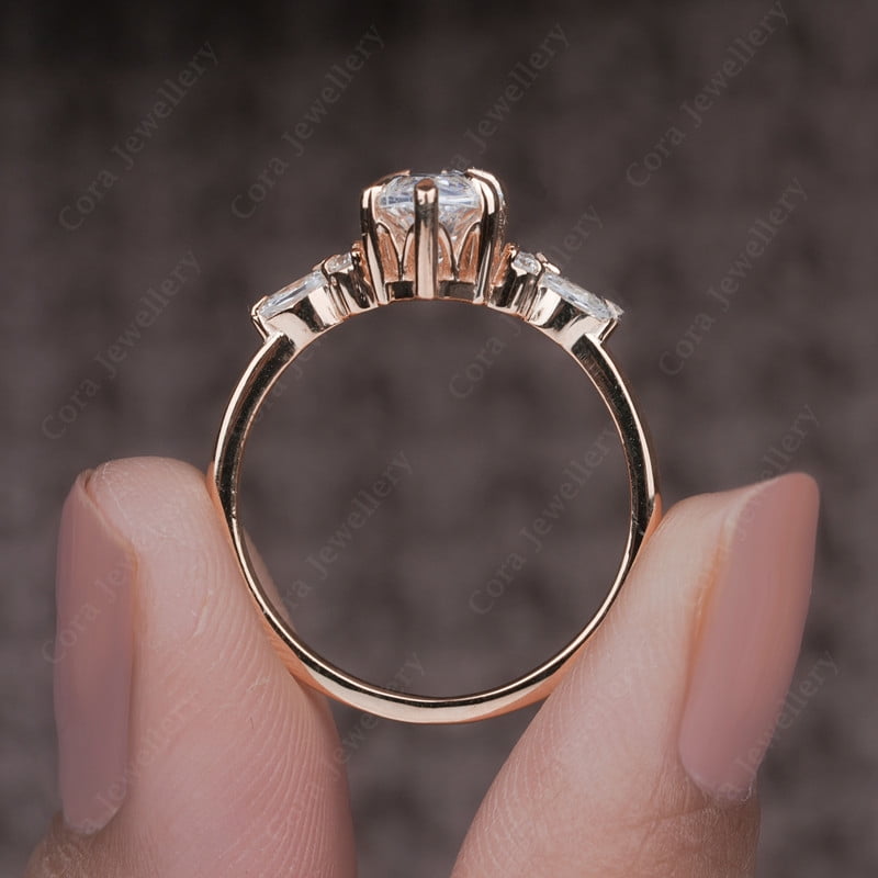Cora Jewellery 1.5CT Marquise Cut Moissanite Engagement Ring for Women, 18K Rose Gold, 5.5 US