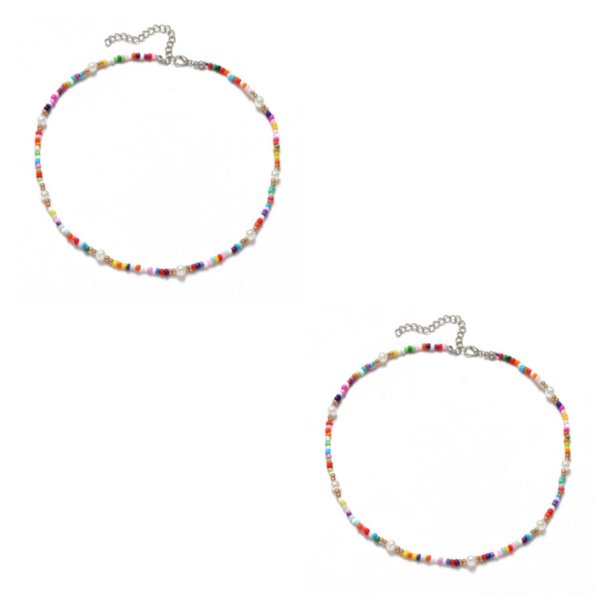 Qarigey Collar de perlas Gargantilla con cuentas Cadena de estilo bohemio ajustable Joyería bohemia hecha a mano Accesorio de moda Fiesta Type2 NO2