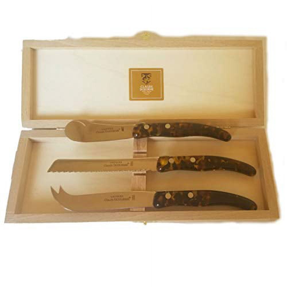 Claude Dozorme Berlingot 3 Piece Breakfast Knives Set Tortoise Handles Boxed
