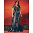 thumbnail image 2 of AURA Plus Size Sequin V Neck Evening Gown Short Sleeve Elegant Formal Cocktail Party Maxi Dress for Women, 2 of 3