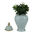 thumbnail image 6 of Decorative Ceramic Jar with Lid for Living Room and Home Decor - Elegant Flower Jar Accent for Bedroom or Office Display - Sculpted Table Accent for House Decoration - 20", Blue & Gold, 6 of 11