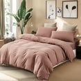 thumbnail image 4 of PURE ERA Duvet Cover Set Jersey Knit Solid 100% T-Shirt Cotton Ultra Soft 3pcs Bedding Set Queen Size, Dusty Rose Pink, 4 of 6