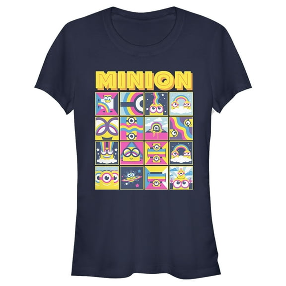 Junior's Minions: The Rise of Gru Rainbow Panels Graphic Tee Navy Blue X Large