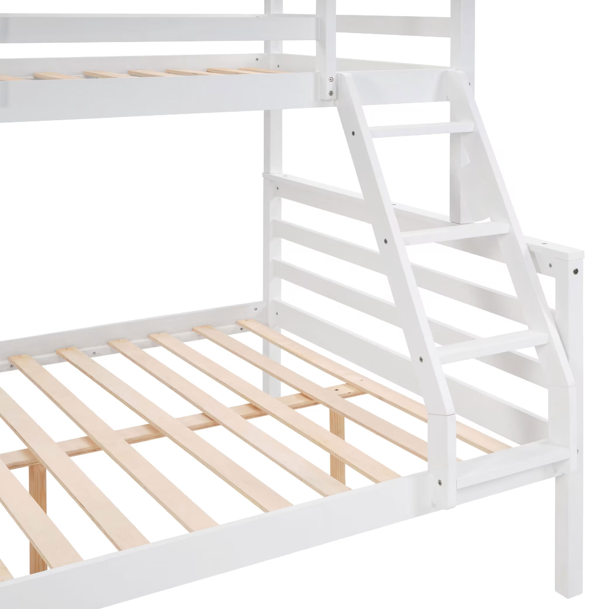 MAYEERTY Twin over Full Wooden Bunk Bed with Ladder and High Guardrail, Space-Saving Bunk Bed for Kids, Teens, Dorm Rooms, and Guest Rooms