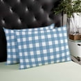 thumbnail image 4 of Blue White Plaid Throw Pillow Covers, Gradient Geometric Buffalo Checkered Soft Breathable Pillow Cases with Invisible Zipper for Sleeping, Small Pillowcases for Couch Bed Sofa Chair 16x24 Inches, 4 of 6