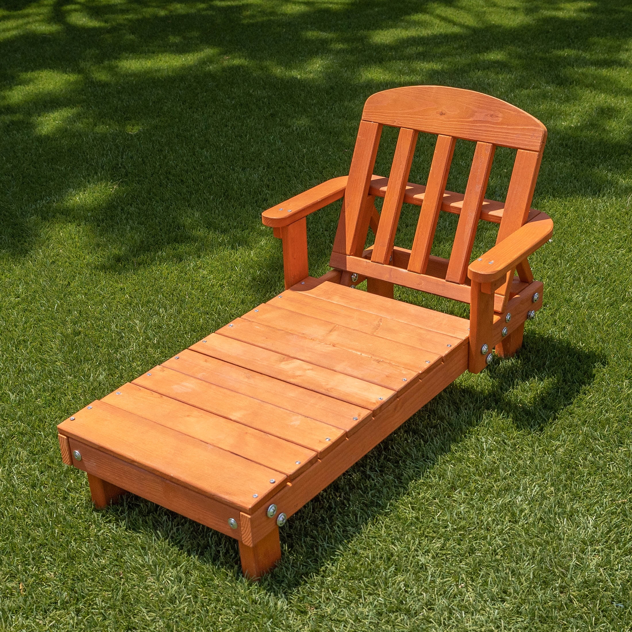 Sportspower Kids Wooden Outdoor Chaise Lounge Chair, 36." x 20.35" x 20.6", Brown