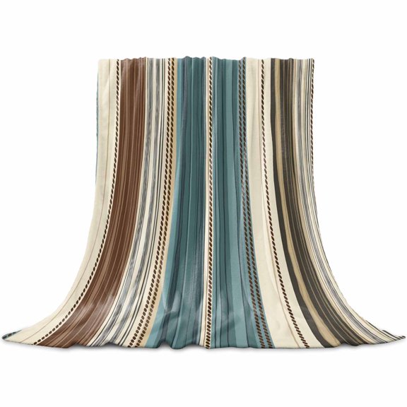 Flannel Throw Blanket for Couch Sofa Bed,Country Stripes Ethnic Style Soft Cozy Warm Fuzzy Blanket 30x40in