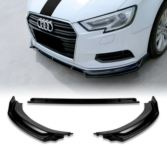 Stay Tuned Performance For 17-20 Audi A3 Painted Black Front Bumper Lower Body Kit Spoiler Lip 3PCS