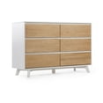 thumbnail image 6 of Plank+Beam Solid Wood Scandinavian 6-Drawer Dresser, White/Blonde, 6 of 8