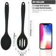 thumbnail image 3 of Silicone Cooking Spoon Black Colander Heat-resistant Large Silicone Batter Slotted Spoon, Spoon Non-stick Cooking Utensils, Kitchen Silicone Mixing Spoon Set, Serving, Kitchen Gadgets, 3 of 8