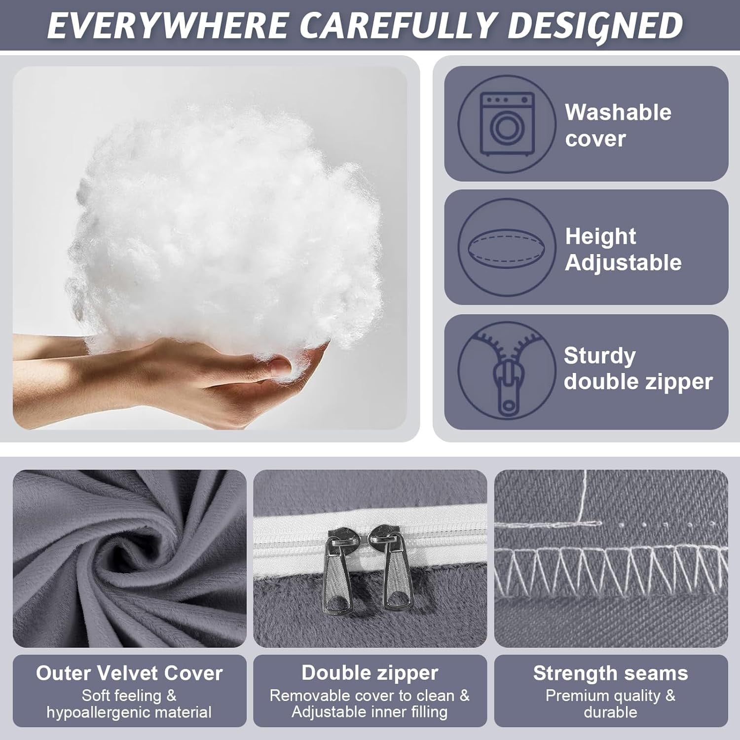 TANGKA Pregnancy Pillows,U Shaped Cooling Full Body Pillow with Removable Cover, 57 Inch Body Pillow for Pregnant Women,XL