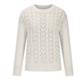 thumbnail image 3 of Lilgiuy Women's Solid Color Round Neck Knitted Long Sleeve Hollow Out Sweater Blouse for Christmas Halloween, 3 of 4