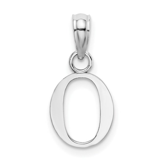 Diamond2Deal 14K White Gold Block Letter O Initial Pendant for Women