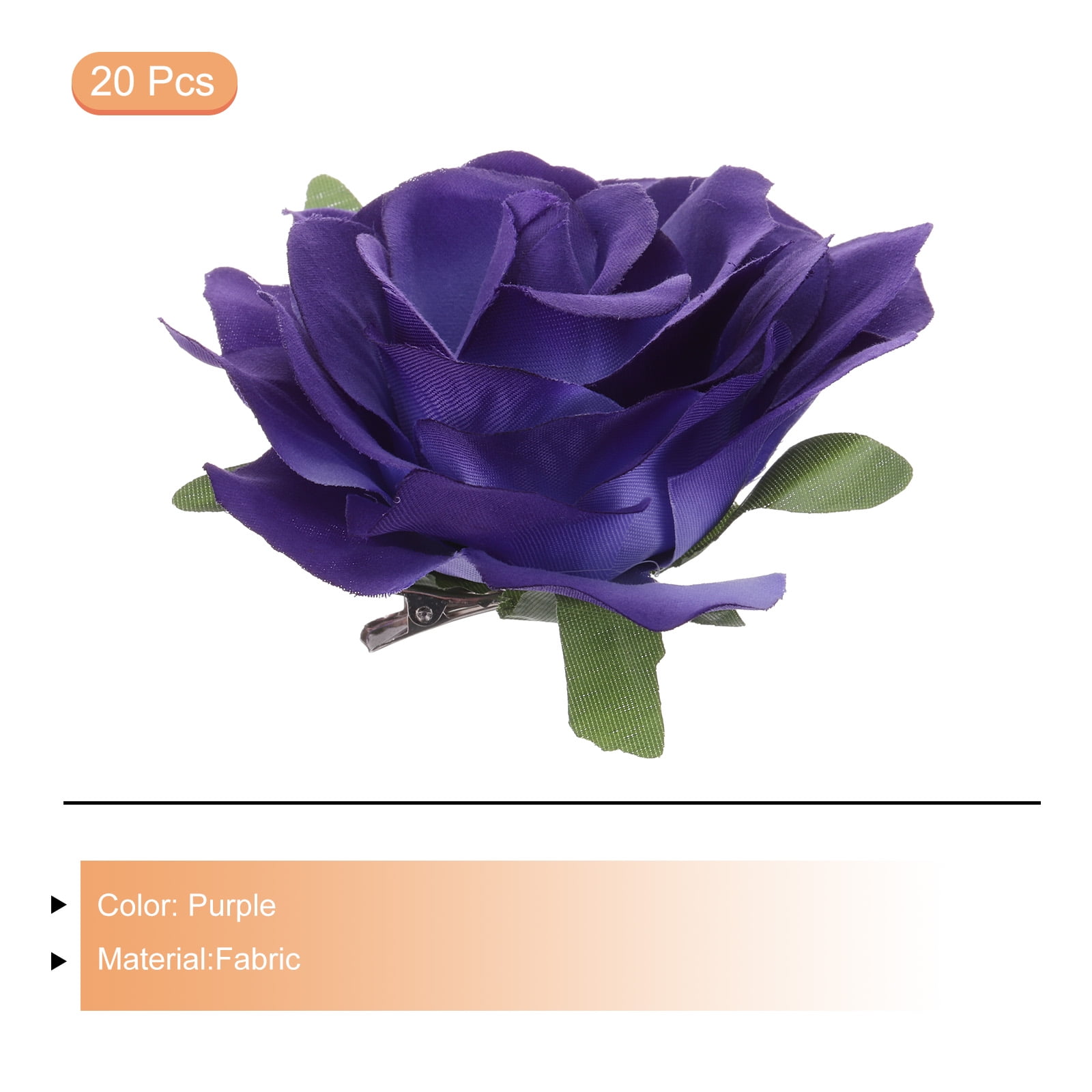 Uxcell 20 Pcs Rose Flower Hair Clips 4 Inch Flower Hair Pins Flower Brooch for Women Hair Accessories Purple
