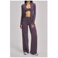 thumbnail image 4 of PISONIC 3 Piece Women's Workout Set – Zip-Up Jacket, Sports Bra & High-Waist Flare Leggings – Yoga Outfit Activewear for Gym Running Training, 4 of 7