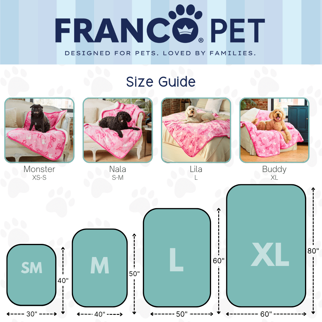 Barbie Waterproof Fleece Sherpa Dog Pet Throw Blanket, 30x40 Small