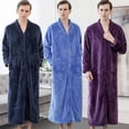 thumbnail image 2 of Camisón de franela de otoño e invierno para mujer, camisón de cuadros de piña alargado y grueso, bata de baño para pareja, pijamas para hombre, ropa de casa, 2 of 6