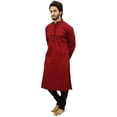 thumbnail image 4 of Atasi Men's Maroon Kurta Pyjama Set Long Cotton Tunic Shirt Ethnic Wear-XX-Large, 4 of 7