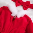 thumbnail image 5 of Suefunskry, trajes de Navidad para niñas, vestido mameluco de terciopelo con adornos de piel de manga larga + conjunto de diadema, ropa de Navidad para recién nacidos de 3 a 24 meses, 5 of 5