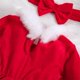 thumbnail image 5 of Suefunskry, trajes de Navidad para niñas, vestido mameluco de terciopelo con adornos de piel de manga larga + conjunto de diadema, ropa de Navidad para recién nacidos de 3 a 24 meses, 5 of 5