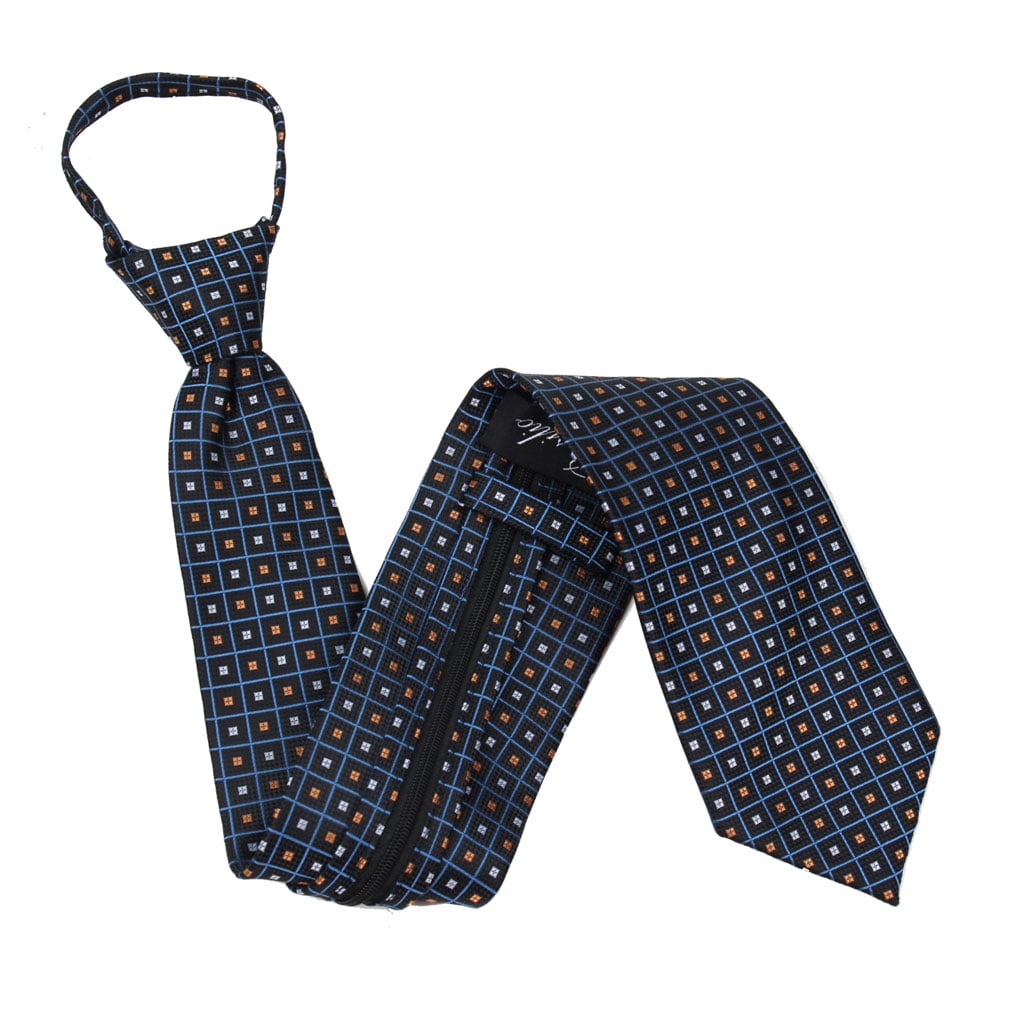 Mens Gray and Black Zipper Ties Pre Made Ties