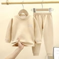 thumbnail image 2 of KPOPLK Toddler Boys Fall Outfits Long Sleeve Shirt Elastic Waist Pants 2Pcs Little Kids Clothes Set Size 5-6 Years,Beige, 2 of 4