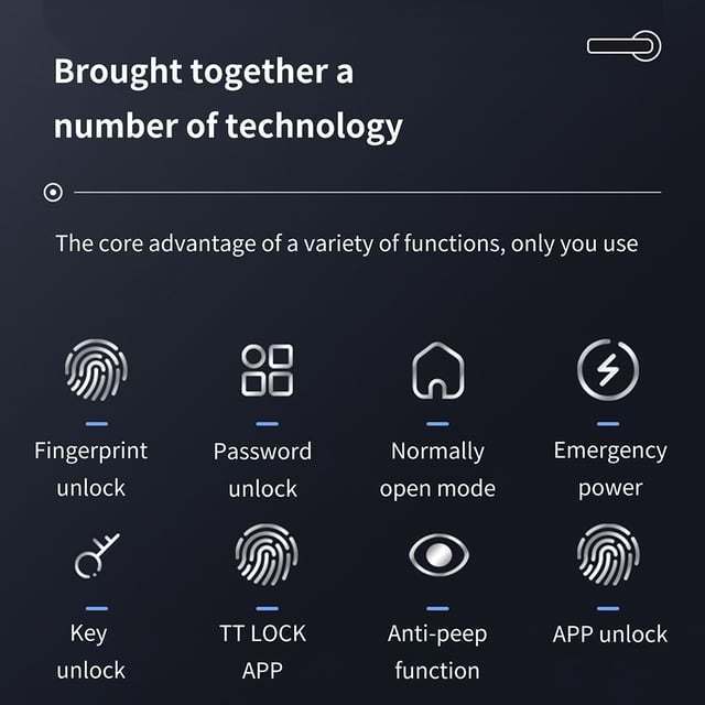 TTLock App Control Biométrico Huella dactilar Contraseña Palanca Manija Cerradura con llaves