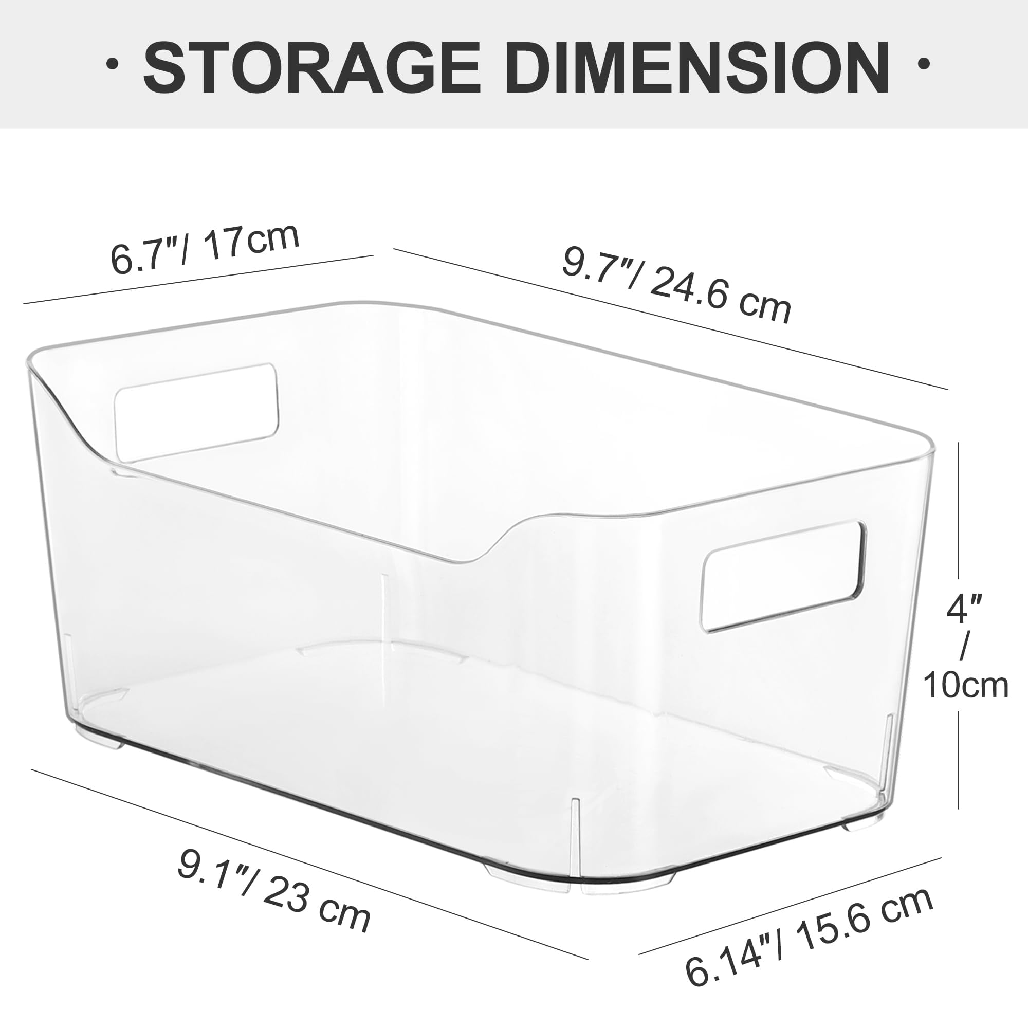 12 Pack Clear Plastic Storage Bins Pantry Organizers Multi-Use Kitchen Office Fridge Cabinet Shelf Organization Containers