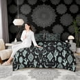 thumbnail image 4 of Erosebridal Boho Cow Skull Bedding Comforter Set, Rustic Farmhouse Aztec Full Bedding Set, Teal Black, Black Reversible 7pcs, 4 of 6