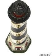 Hosley 8 Inch Tall Coastal Beach Themed Tabletop Resin Lighthouse Blinking Tower Light
