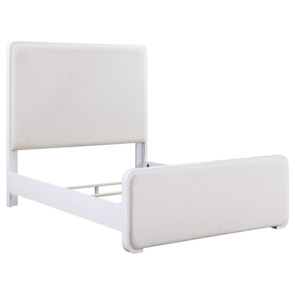 Coaster Anastasia Upholstered Wood California King Bed Pearl White and Beige
