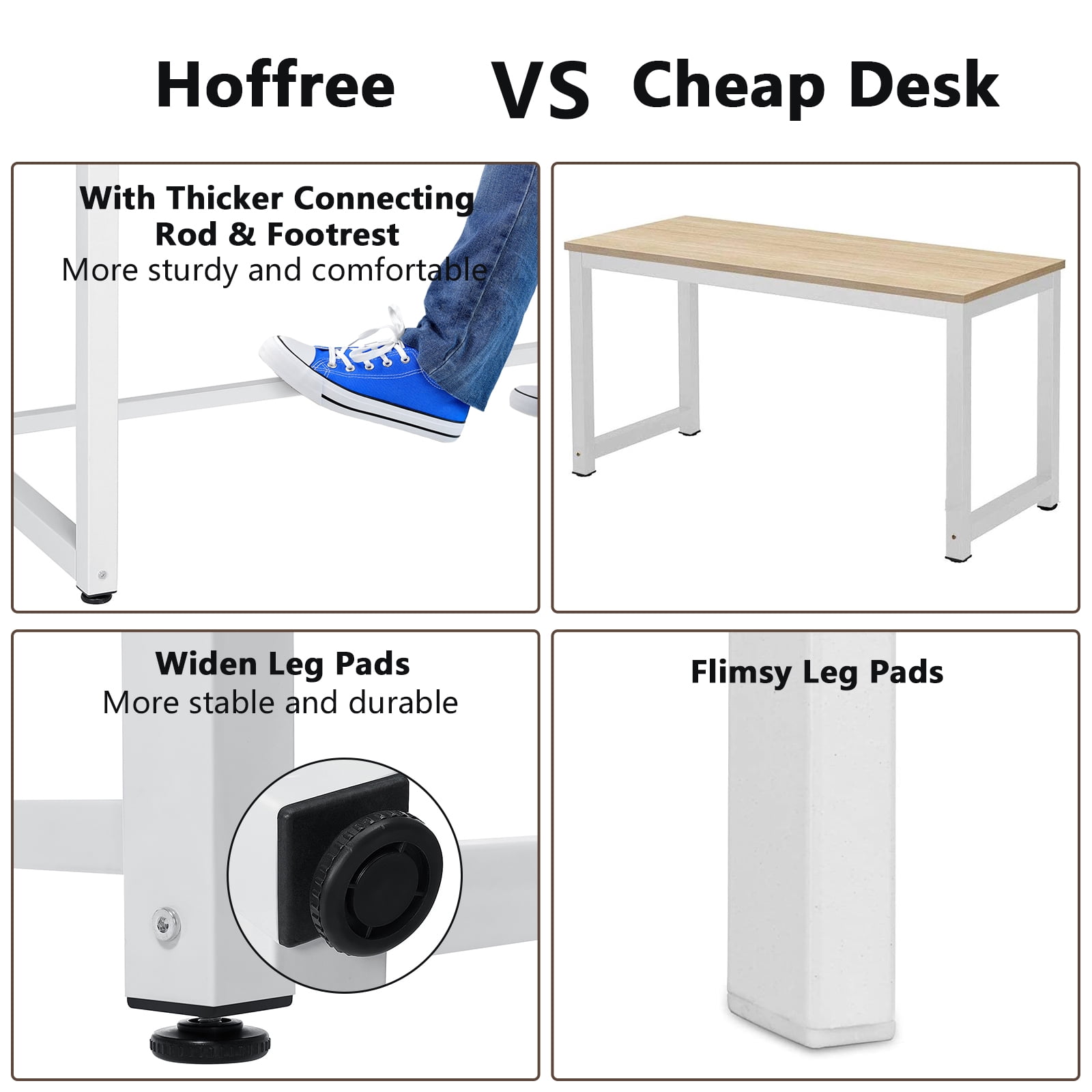 Hoffree 43 inch Computer Desk Home Writing Desk Office Furniture Computer Table Study Writing Table Workstation Modern Simple PC Desk for Small Spaces Home Office, Walnut