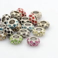 thumbnail image 1 of SNNROO Alloy Rhinestone European Beads  Large Hole Beads  Rondelle  Platinum Metal Color  Topaz  11x6mm  Hole  5mm, 1 of 2
