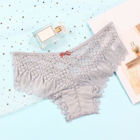 TIANEK Lace Brief Solid Summer Mother s Day Bowknot MId-Waist Sheer Panties for Women Clearance