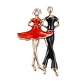 thumbnail image 4 of Dual Dancer Elegant Brooch Oil-dripping Rhinestone Shining Badge Pin Collar Scarf Pin Jewelry, 4 of 8