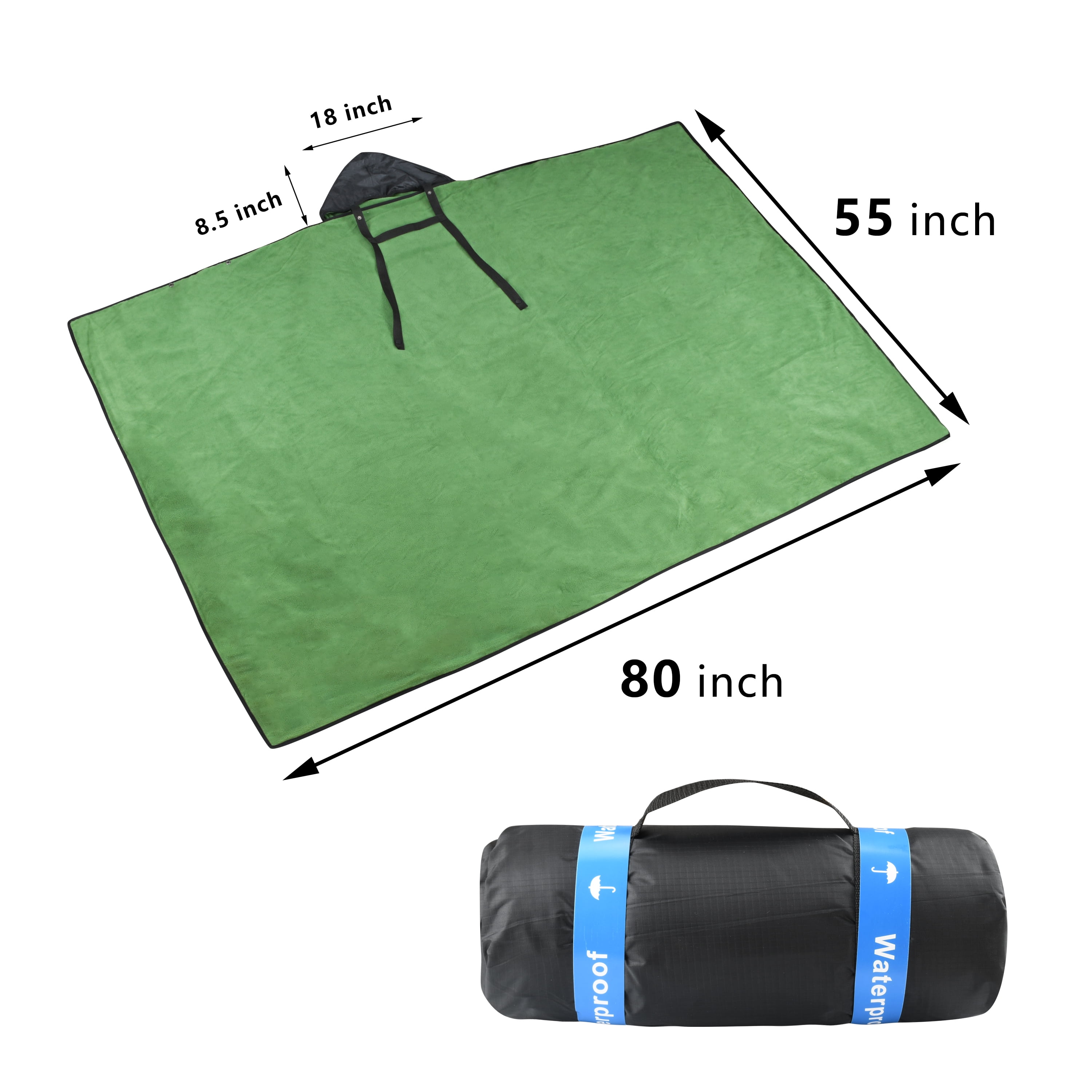 Catalonia Waterproof Blanket for Outdoor, Hooded Blanket Poncho, Throws, Windproof, All Ages