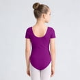 thumbnail image 6 of BFHHYA Girls Ballet Leotards Short Sleeve V-Neck Leotards Casual Solid Color Ballet Dance Bodysuits for Teens Gilrs Size 3-15 Years, 6 of 6