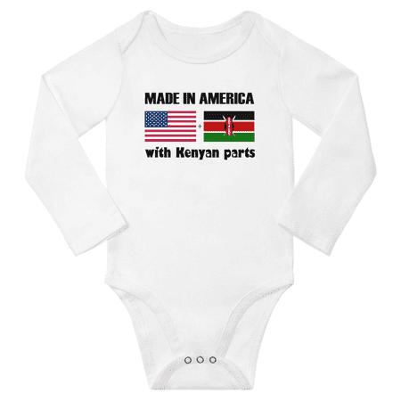 

Made in America With Kenyan Parts Boys Girl Baby Long Sleeve Bodysuit (White 6 Months)