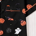 thumbnail image 5 of Curuila Toddler Girls Halloween Pajamas Set Short Sleeve Hallowmas Cartoon Print Lapel Button Down Pjs Tops With Shorts For Party Fashionable Homewear Black Size 3-4 Years, 5 of 9