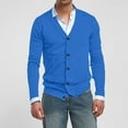 thumbnail image 6 of Zimjoy Mens Cardigan Sweater Casual V Neck Cardigan Long Sleeve Slim Fit Button Up Knit Sweater Vintage Lightweight Open Front Fall Clothes with Pocket, Blue M, 6 of 6