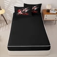 thumbnail image 4 of Castle Fairy Graffiti Dirt Bike Zipper Twin Comforter Sets with Fitted Sheet and 2 Pillowcases,Red Splash Design Zipper Bedding Set for Bedroom,Red Black,4-Piece,Black Reversible, 4 of 6