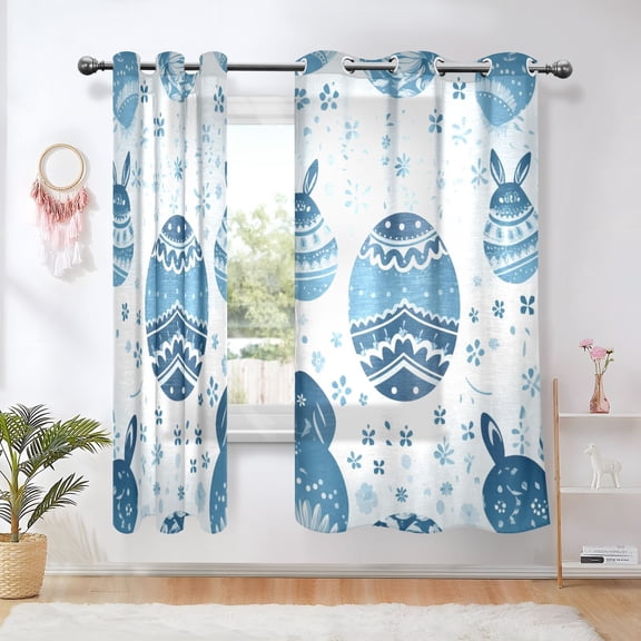 Easter Eggs Boho Blackout Curtains Thermal Insulation 63 inch Grommet for Bedroom Living Room Bathroom Kitchen Windows 2 Pack