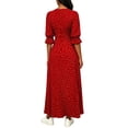 thumbnail image 4 of ChaoHeng Womens Summer Dresses Striped V Neck Drawstring Waist A Line Mini Short Sleeve Tunic Dress Red S, 4 of 6
