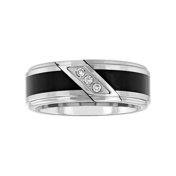 Brilliance Fine Jewelry Men's Tungsten Diamond Accent 8mm Two Tone Band - Mens Ring