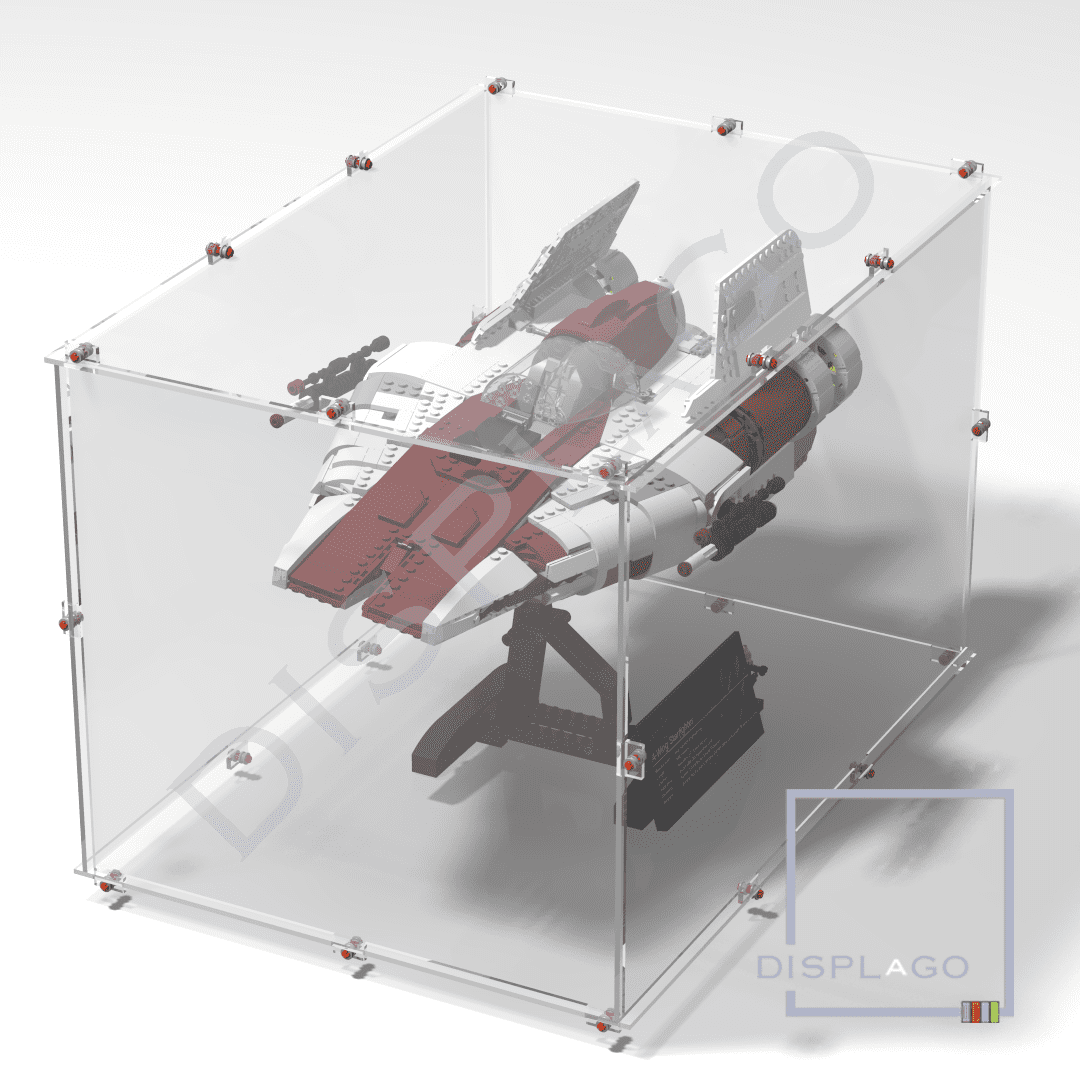 Display Case for LEGO® #75275 UCS A-Wing. Display case for minifigures. Star Wars® display case. Compatible LEGO® display